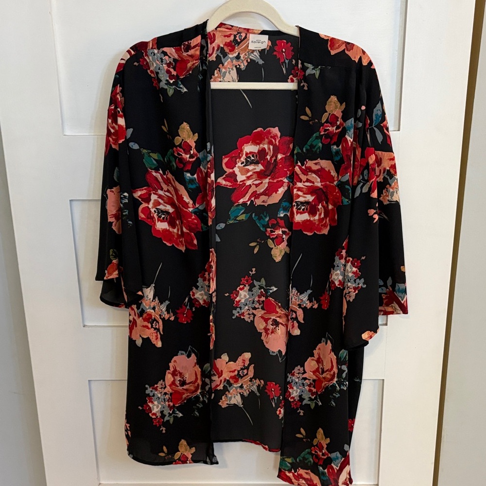 Kaleigh Black Open front Sheer kimono